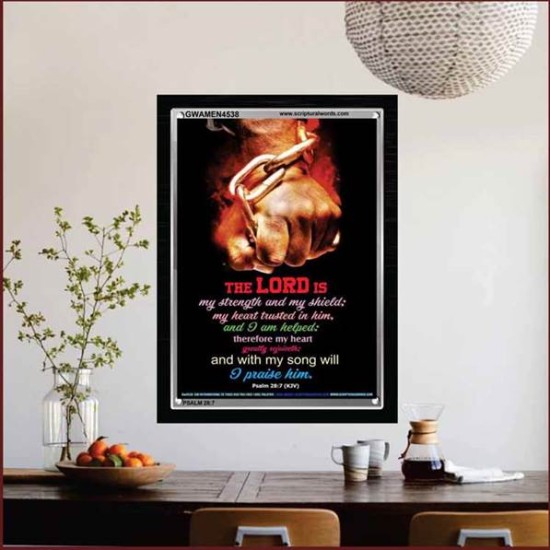 WITH MY SONG WILL I PRAISE HIM   Framed Sitting Room Wall Decoration   (GWAMEN4538)   