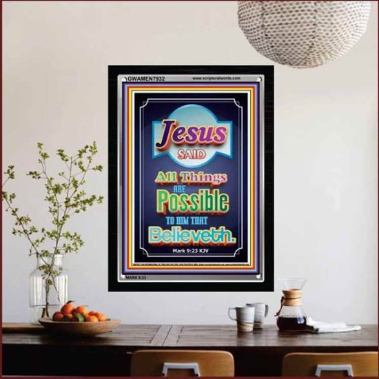 ALL THINGS ARE POSSIBLE   Bible Verses Wall Art Acrylic Glass Frame   (GWAMEN7932)   