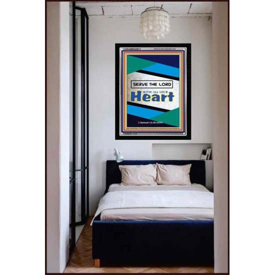 WITH ALL YOUR HEART   Large Frame Scripture Wall Art   (GWAMEN4811)   