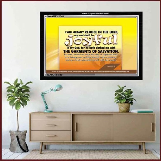 GREATLY REJOICE IN THE LORD   Large Frame Scripture Wall Art   (GWAMEN1544)   