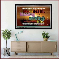 SET BEFORE YOU LIFE AND DEATH   Bible Verse Framed Art   (GWAMEN3547)   