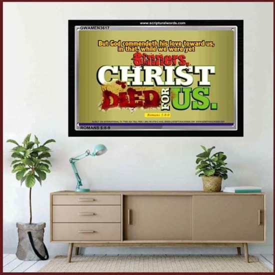 GOD COMMENDETH HIS LOVE   Scripture Wall Art   (GWAMEN3617)   