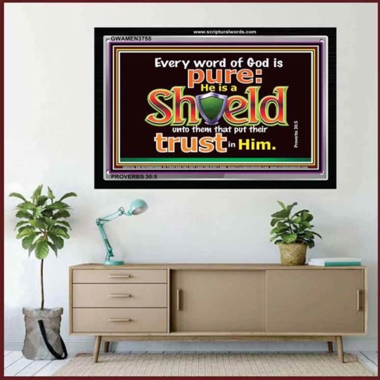 HE IS A SHIELD   Large Frame Scripture Wall Art   (GWAMEN3755)   