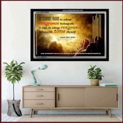 VENGEANCE BELONGS TO GOD   Acrylic Glass Frame Scripture Art   (GWAMEN3904)   "33X25"