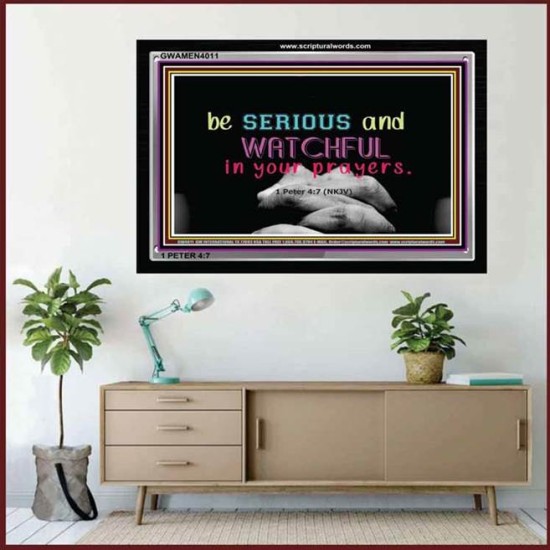 WATCH AND PRAY   Inspirational Wall Art Wooden Frame   (GWAMEN4011)   