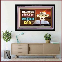 BLESSED ARE THEY WHO HERE GODS WORD   Large Framed Scripture Wall Art   (GWAMEN8489)   