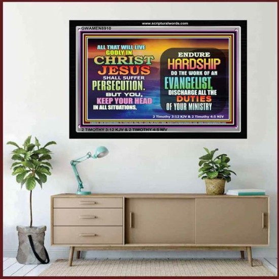 ENDURE HARDSHIP   Contemporary Christian Wall Art Acrylic Glass frame   (GWAMEN8910)   