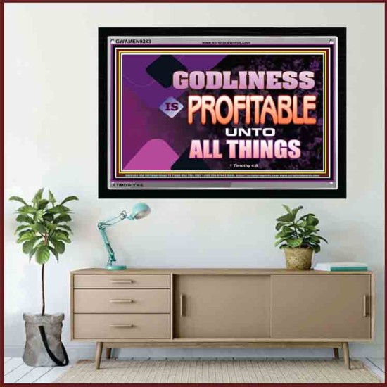 GODLINESS IS PROFITABLE   Framed Bible Verses Online   (GWAMEN9283)   