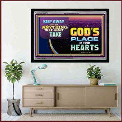 WHAT IS GOD'S PLACE IN YOUR HEART   Large Framed Scripture Wall Art   (GWAMEN9379)   "33X25"