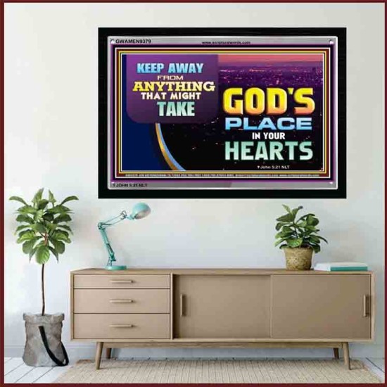 WHAT IS GOD'S PLACE IN YOUR HEART   Large Framed Scripture Wall Art   (GWAMEN9379)   