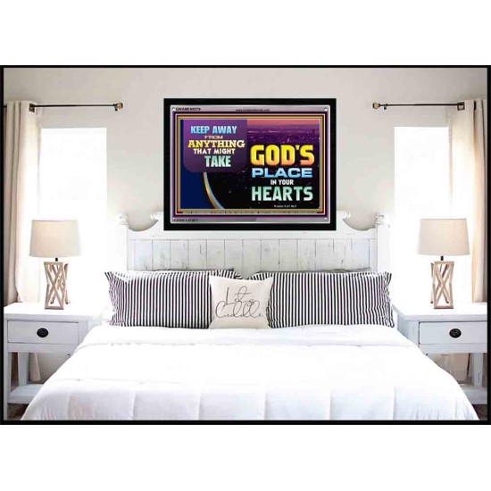 WHAT IS GOD'S PLACE IN YOUR HEART   Large Framed Scripture Wall Art   (GWAMEN9379)   