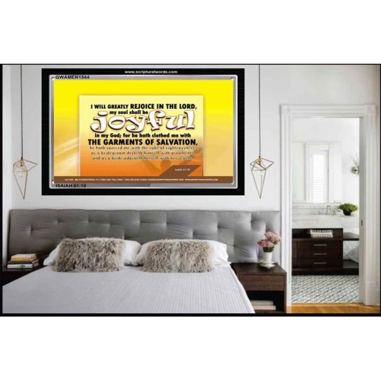 GREATLY REJOICE IN THE LORD   Large Frame Scripture Wall Art   (GWAMEN1544)   