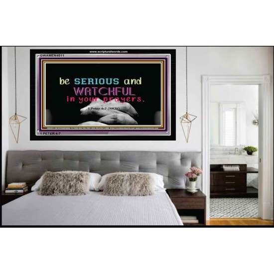 WATCH AND PRAY   Inspirational Wall Art Wooden Frame   (GWAMEN4011)   