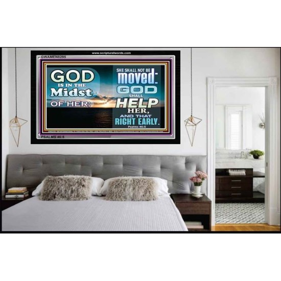 GOD IS IN THE MIDST OF HER   Scripture Frame Signs   (GWAMEN8295)   