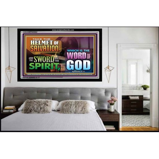 HELMET OF SALVATION   Bible Verse Acrylic Glass Frame   (GWAMEN8892)   