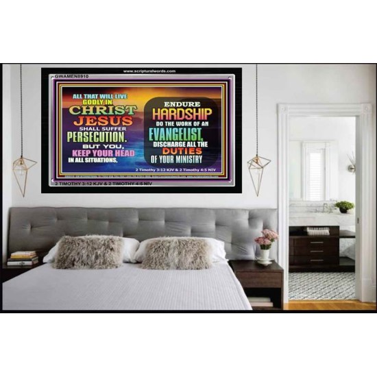 ENDURE HARDSHIP   Contemporary Christian Wall Art Acrylic Glass frame   (GWAMEN8910)   
