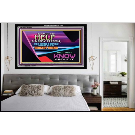 HELP THE NEEDY   Framed Guest Room Wall Decoration   (GWAMEN8993)   