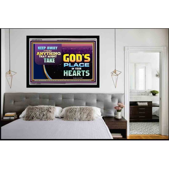 WHAT IS GOD'S PLACE IN YOUR HEART   Large Framed Scripture Wall Art   (GWAMEN9379)   