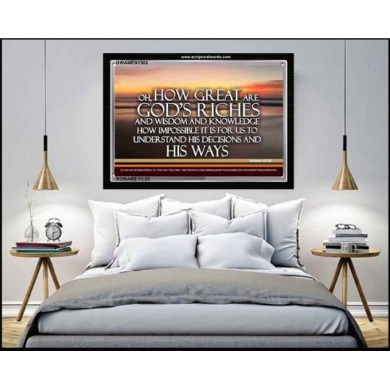 HOW GREAT ARE GOD'S RICHES   Custom Framed Bible Verse   (GWAMEN1302)   