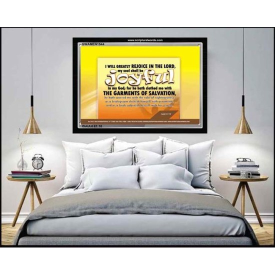 GREATLY REJOICE IN THE LORD   Large Frame Scripture Wall Art   (GWAMEN1544)   