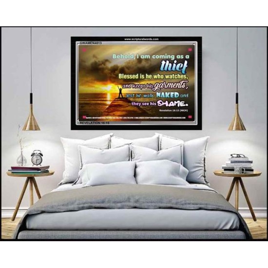 I COME AS A THIEF IN THE NIGHT   Scripture Art Acrylic Glass Frame   (GWAMEN4013)   