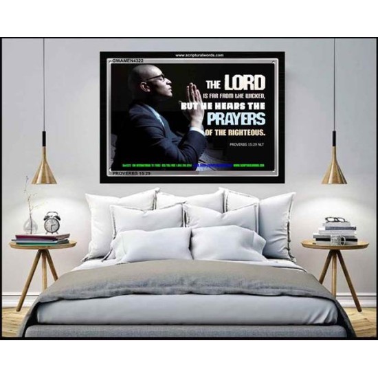 HE HEARS THE PRAYER OF THE RIGHTEOUS   Bible Verse Framed for Home Online   (GWAMEN4322)   