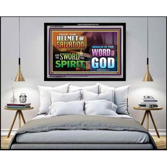 HELMET OF SALVATION   Bible Verse Acrylic Glass Frame   (GWAMEN8892)   