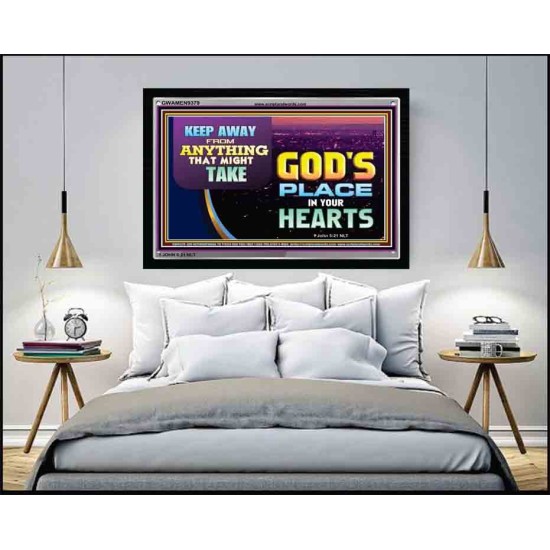 WHAT IS GOD'S PLACE IN YOUR HEART   Large Framed Scripture Wall Art   (GWAMEN9379)   