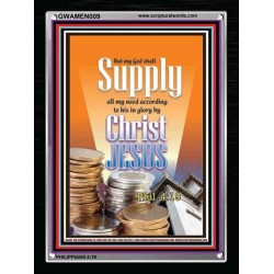 THE LORD SHALL SUPPLY ALL MY NEEDS   Inspirational Bible Verses Acrylic Framed  (GWAMEN009)   "25X33"