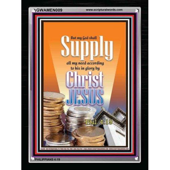 THE LORD SHALL SUPPLY ALL MY NEEDS   Inspirational Bible Verses Acrylic Framed  (GWAMEN009)   