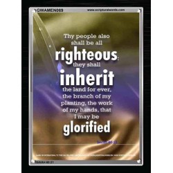 THE RIGHTEOUS SHALL INHERIT THE LAND   Scripture Wooden Frame   (GWAMEN069)   