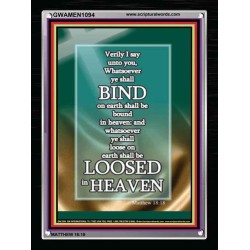 AUTHORITY TO BIND ON EARTH AND IN THE HEAVEN   Framed Restroom Wall Decoration   (GWAMEN1094)   