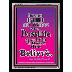 WITH ALL GOD ALL THINGS ARE POSSIBLE   Modern Christian Wall Dcor Frame   (GWAMEN1325)   