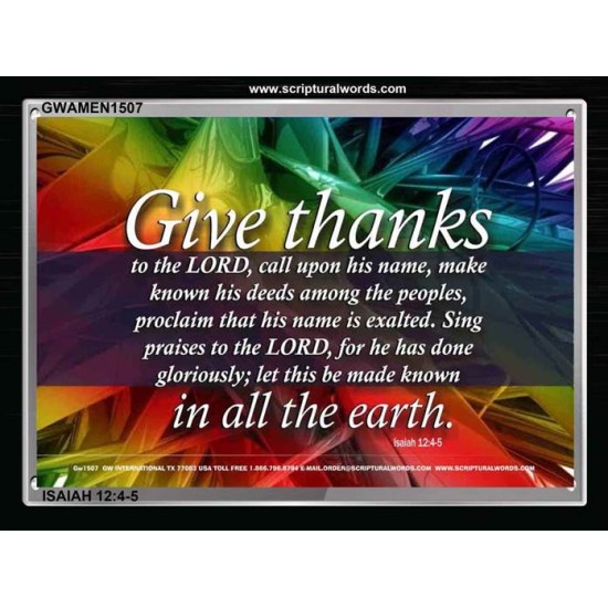 GIVE THANKS TO THE LORD   Frame Bible Verse   (GWAMEN1507)   