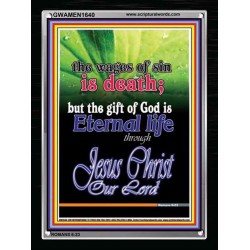 WAGES OF SIN IS DEATH   Christian Paintings Acrylic Glass Frame   (GWAMEN1640)   "25X33"