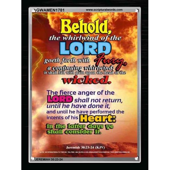 THE WHIRLWIND OF THE LORD   Bible Verses Wall Art Acrylic Glass Frame   (GWAMEN1781)   