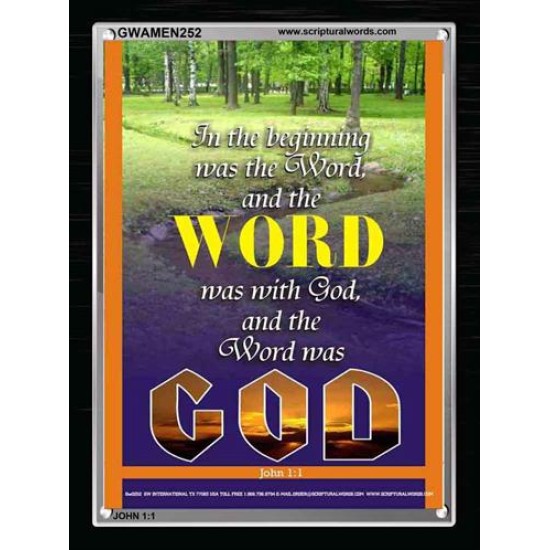THE WORD WAS GOD   Inspirational Wall Art Wooden Frame   (GWAMEN252)   