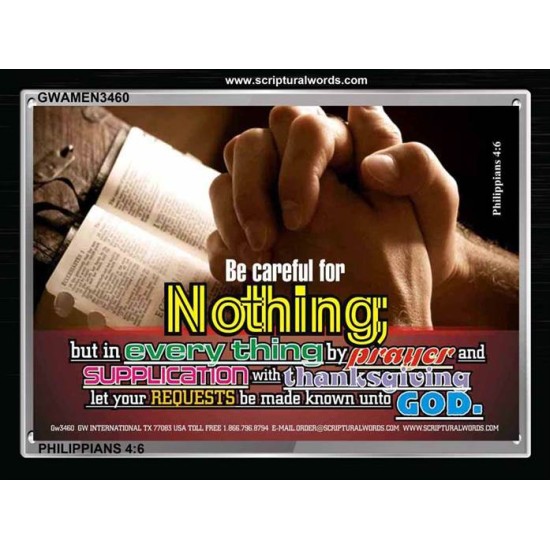 BE CAREFUL FOR NOTHNG   Framed Scriptural Dcor   (GWAMEN3460)   