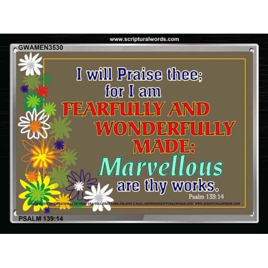 FEARFULLY AND WONDERFULLY MADE   Framed Bible Verse   (GWAMEN3530)   