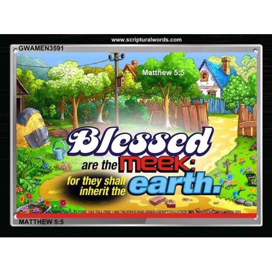 BLESSED ARE THE MEEK   Large Framed Scripture Wall Art   (GWAMEN3591)   