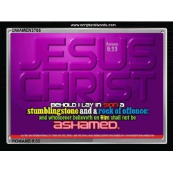 WHOSOEVER BELIEVETH ON HIM SHALL NOT BE ASHAMED   Custom Frame Inspiration Bible Verse   (GWAMEN3706)   