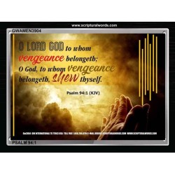 VENGEANCE BELONGS TO GOD   Acrylic Glass Frame Scripture Art   (GWAMEN3904)   "33X25"