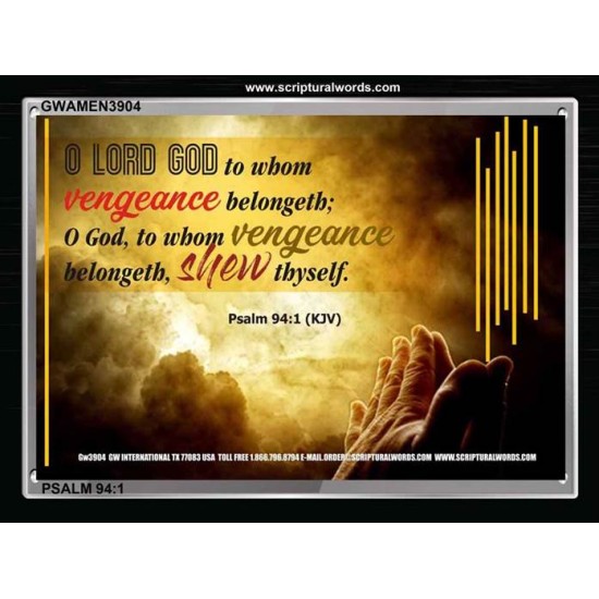 VENGEANCE BELONGS TO GOD   Acrylic Glass Frame Scripture Art   (GWAMEN3904)   