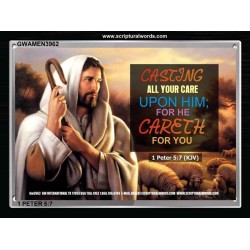 CASTING ALL YOUR CARES   Acrylic Glass framed scripture art   (GWAMEN3962)   