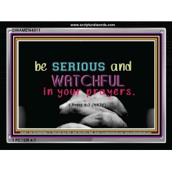 WATCH AND PRAY   Inspirational Wall Art Wooden Frame   (GWAMEN4011)   "33X25"