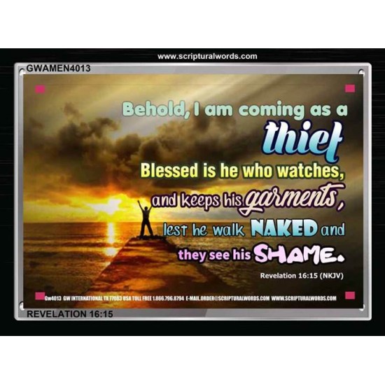 I COME AS A THIEF IN THE NIGHT   Scripture Art Acrylic Glass Frame   (GWAMEN4013)   