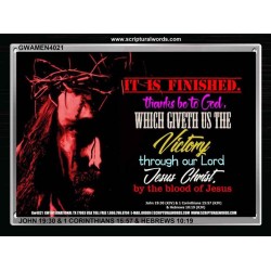 VICTORY BY THE BLOOD OF JESUS   Bible Scriptures on Love Acrylic Glass Frame   (GWAMEN4021)   "33X25"