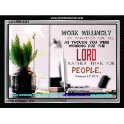 WORKING AS FOR THE LORD   Bible Verse Frame   (GWAMEN4356)   