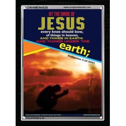 AT THE NAME OF JESUS   Contemporary Christian Wall Art Acrylic Glass frame   (GWAMEN4530)   