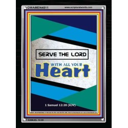 WITH ALL YOUR HEART   Large Frame Scripture Wall Art   (GWAMEN4811)   